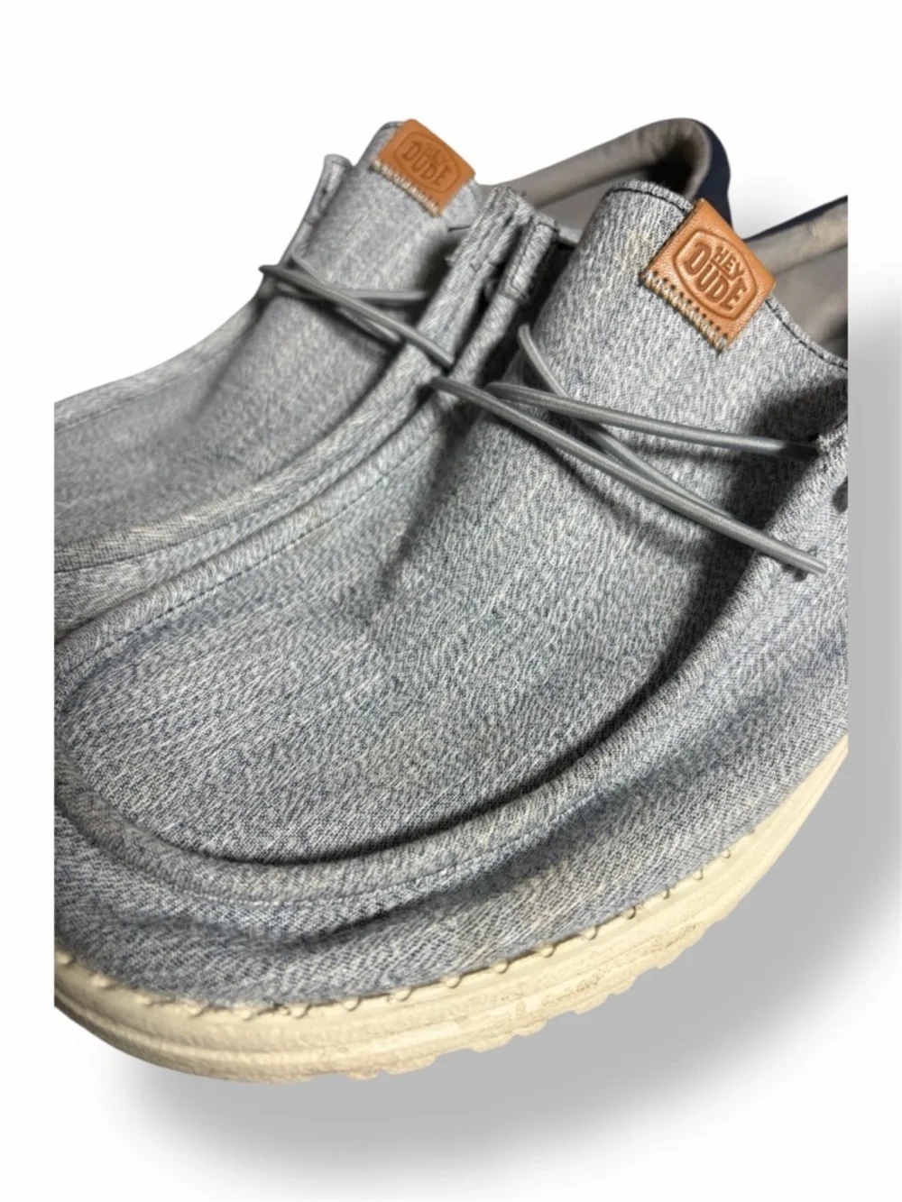 HEY DUDE Men's Wally Funk Navy Blue Jean Denim Look Slip On Sneakers 13